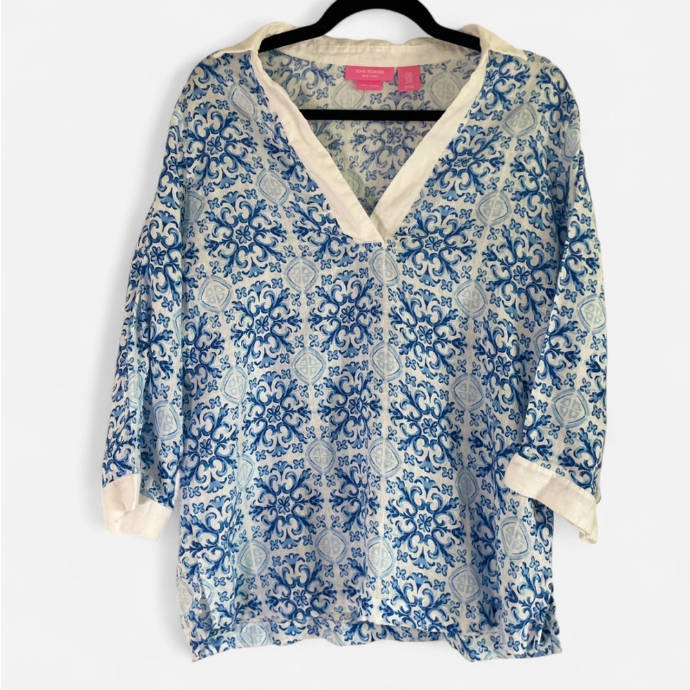 Isaac Mizrahi Blue and White Floral Tunic